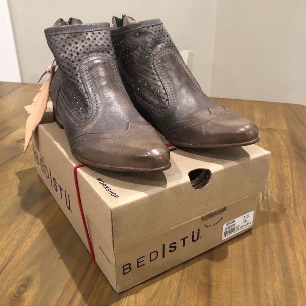 BED|STU Taupe Perforated Ankle Booties - Picture 2 of 6